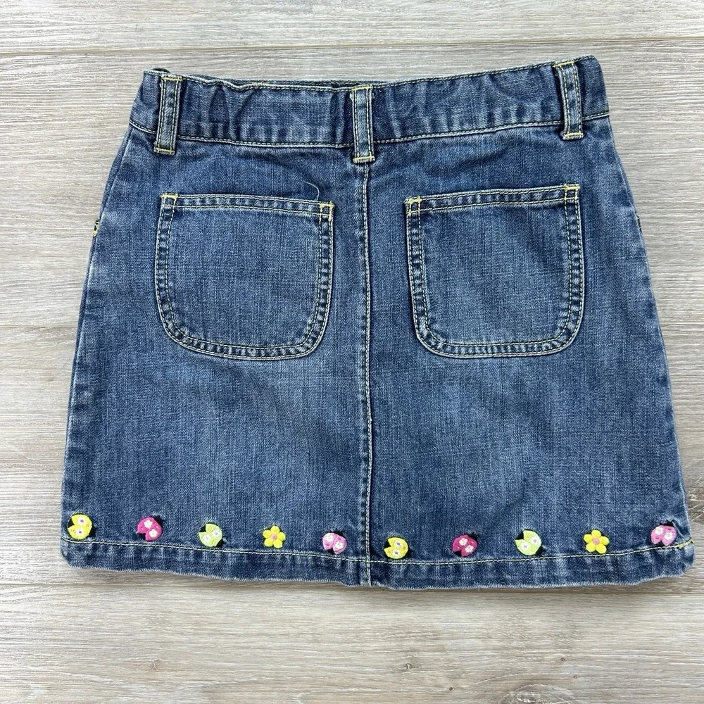 Gymboree Pretty Lady 2009 Denim Skirt‎ Skort Size 8 Embroidered Ladybugs Flowers